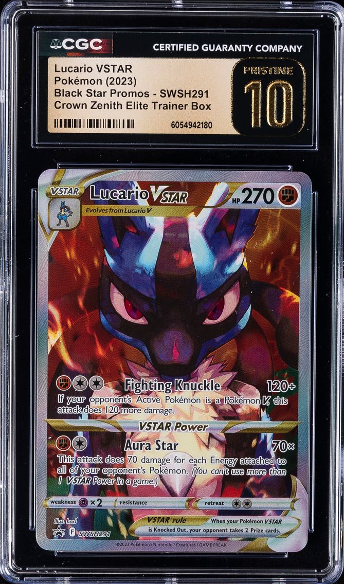 2023 #291 Full Art/Lucario Vstar CGC 10 Pristine Swsh Black Star Promo Pokemon