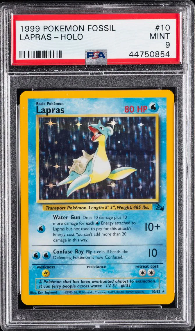 1999 #10 Lapras-Holo PSA 9 Fossil Pokemon