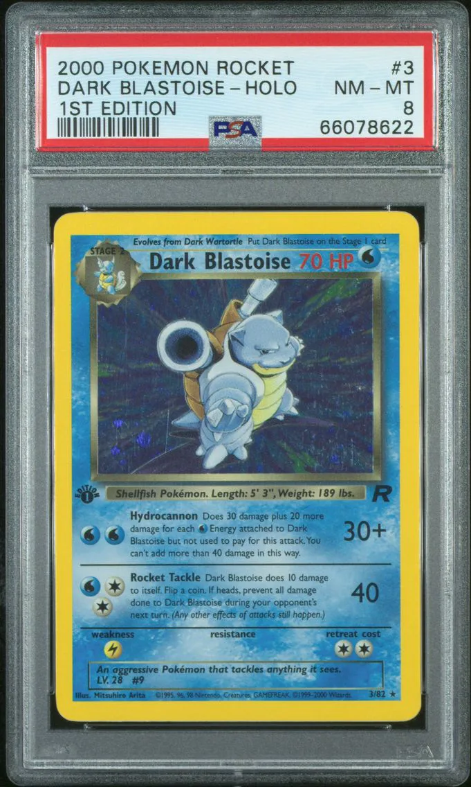 2000 #3 Dark Blastoise-Holo 1st Edition PSA 8 Rocket Pokemon