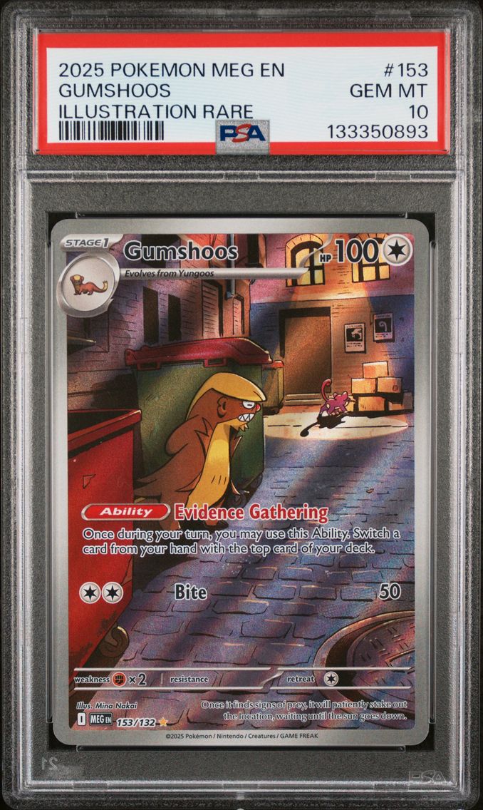 2025 #153 Gumshoos PSA 10 Meg EN-Mega Evolution Pokemon