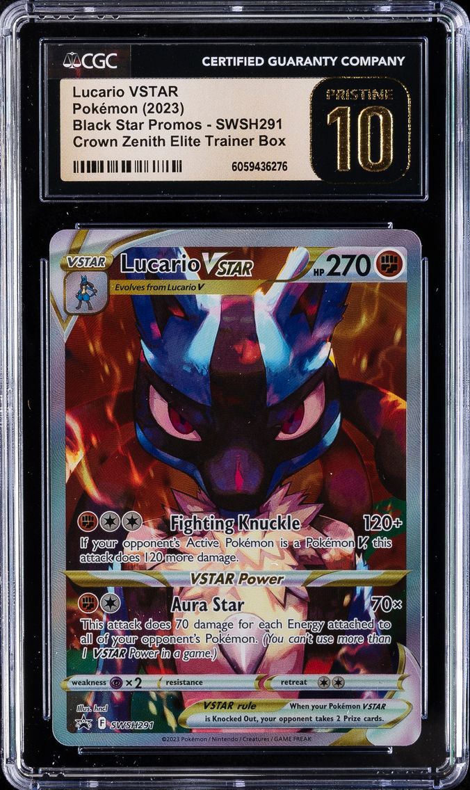 2023 #291 Full Art/Lucario Vstar CGC 10 Pristine Swsh Black Star Promo Pokemon