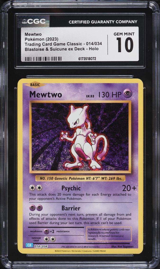 2023 Pokemon Scarlet & Violet Classic Blastoise & Suicune Ex Deck Holo Mewtwo #14 CGC 10