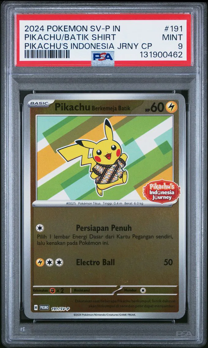 2024 #191 Pikachu in Batik Shirt PSA 9 Indonesian SV-P Promo Pokemon