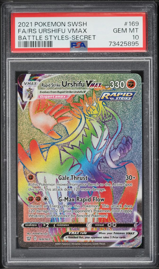 2021 #169 Full Art/Rapid Strike Urshifu Vmax PSA 10 Sword & Shield Battle Styles Pokemon
