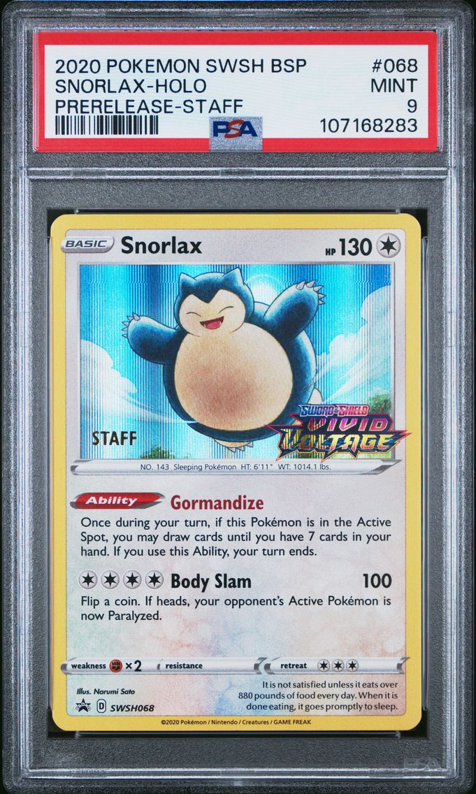 2020 #068 Snorlax-Holo PSA 9 Swsh Black Star Promo