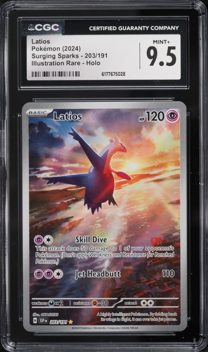 2024 Pokemon Scarlet & Violet Surging Sparks IR Latios #203 CGC 9.5 MINT+