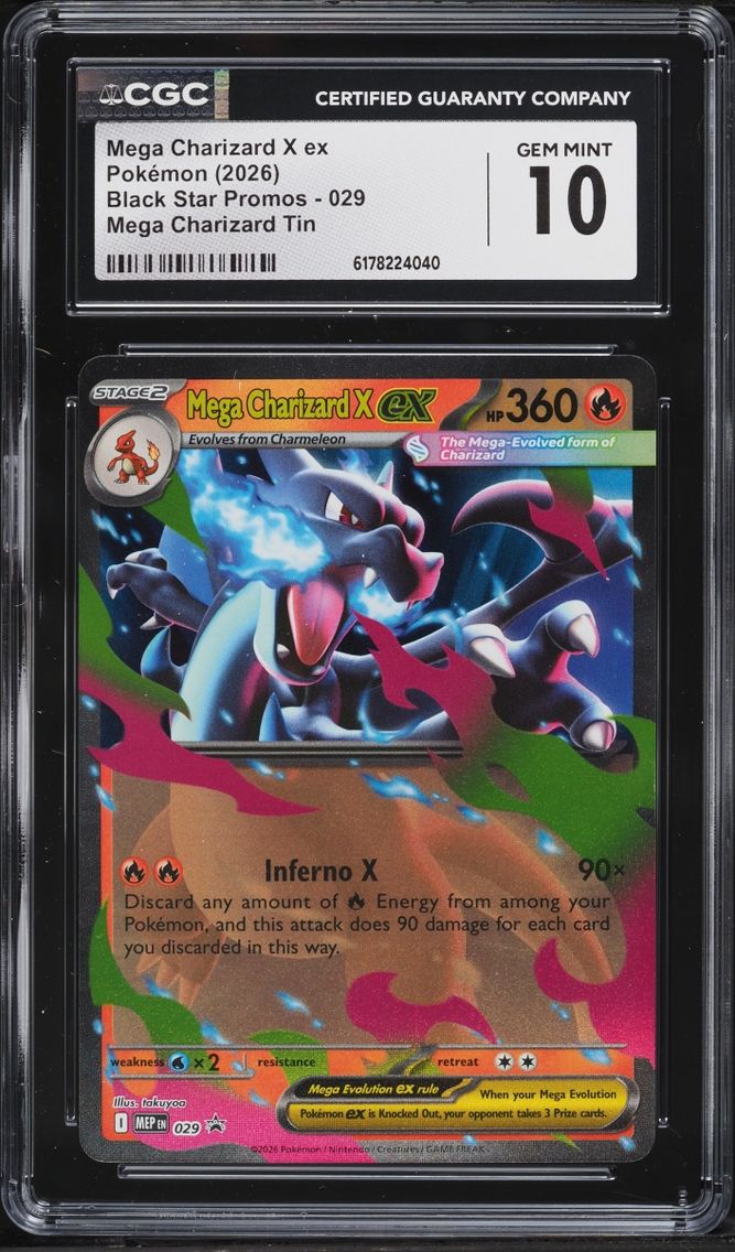 2026 Pokemon Mega Evolution Promo Tin Mega Charizard X Ex #29 CGC 10 GEM MINT