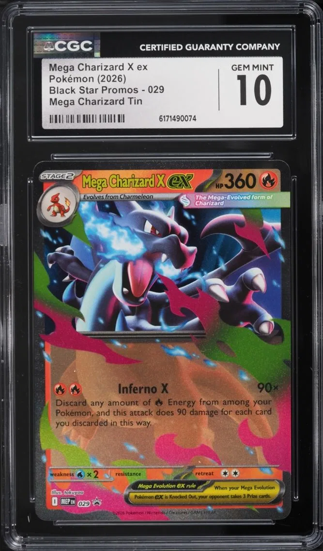 2026 Pokemon Mega Evolution Black Star Promo Tin Mega Charizard X Ex #29 CGC 10 GEM MINT