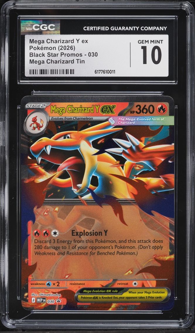2026 Pokemon Mega Evolution Black Star Promo Tin Mega Charizard Y ex #30 CGC 10 GEM MINT