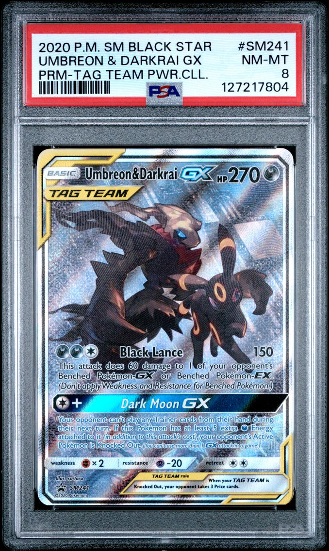 2020 #SM241 Umbreon & Darkrai GX PSA 8 SM Black Star Promo Pokemon