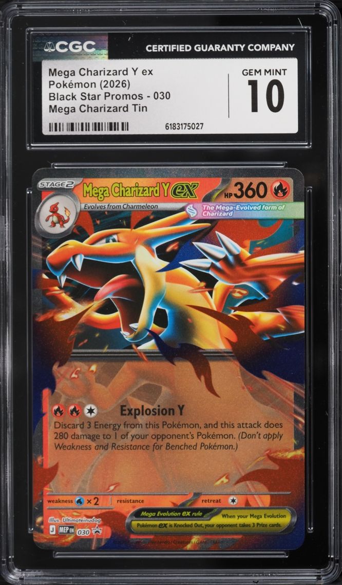 2026 #30 Mega Charizard Y Ex CGC 10 Pokemon Mega Evolution Black Star Promo Tin