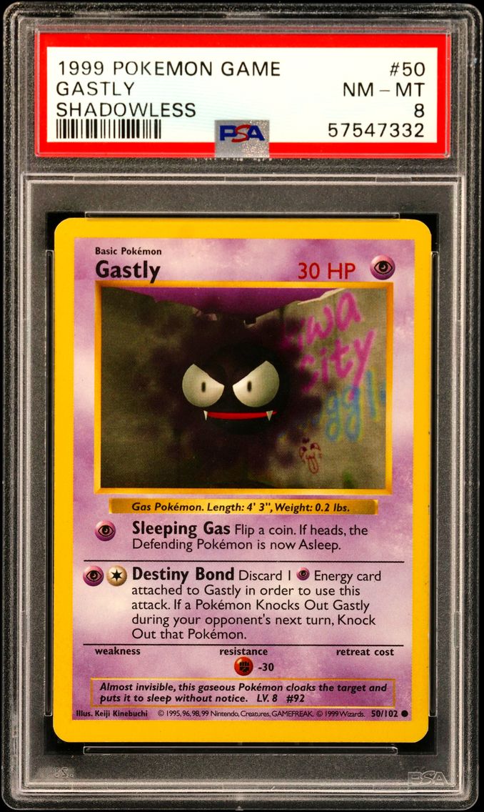 1999 #50 Gastly Shadowless PSA 8 Game