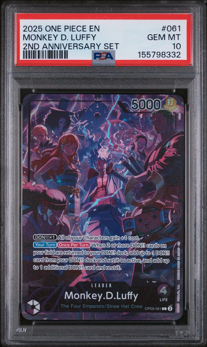 2025 #061 Monkey D. Luffy PSA 10 One Piece English Version 2nd Anniversary Set