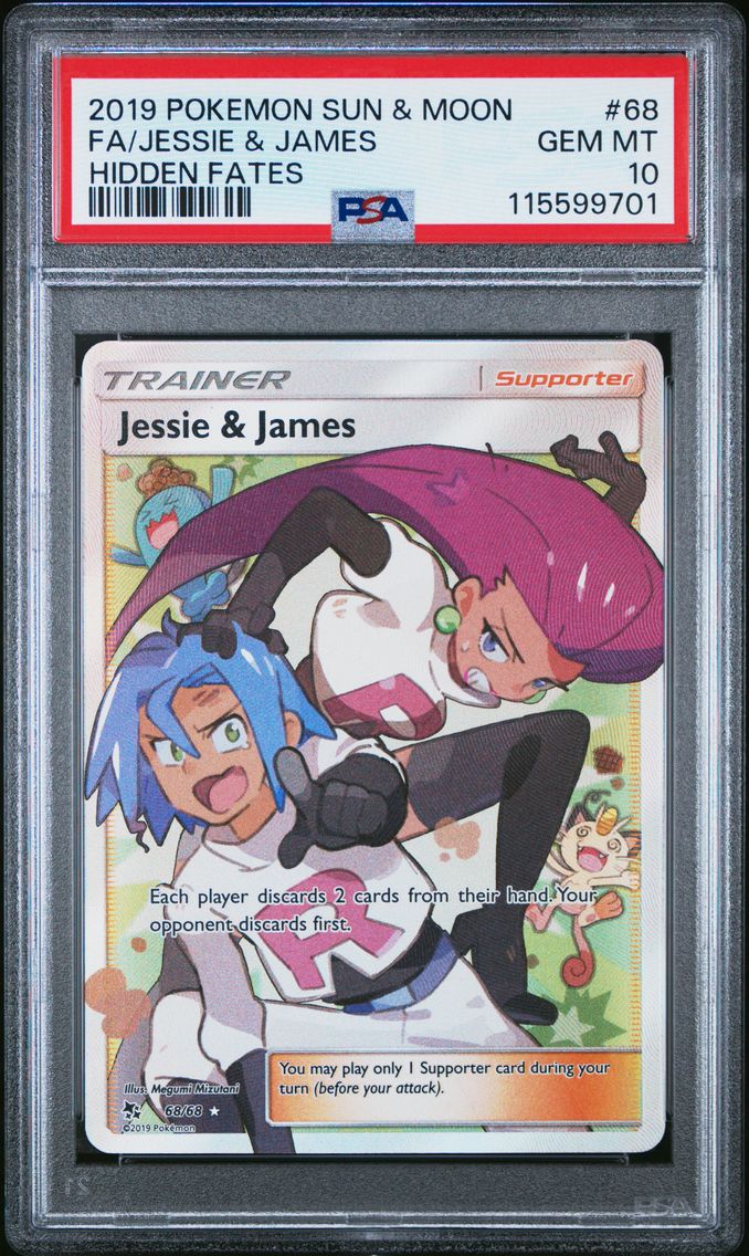 2019 #68 Full Art/Jessie & James PSA 10 Sun & Moon Hidden Fates