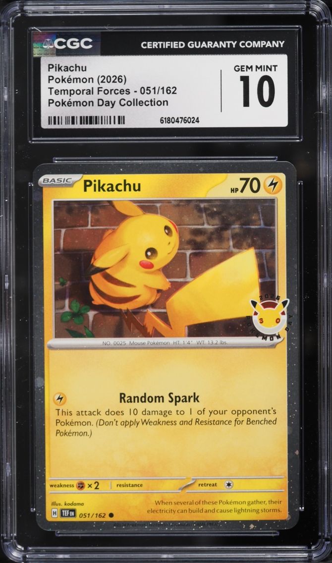 2026 Pokemon Day Collection Temporal Forces Pikachu #51 CGC 10 GEM MINT