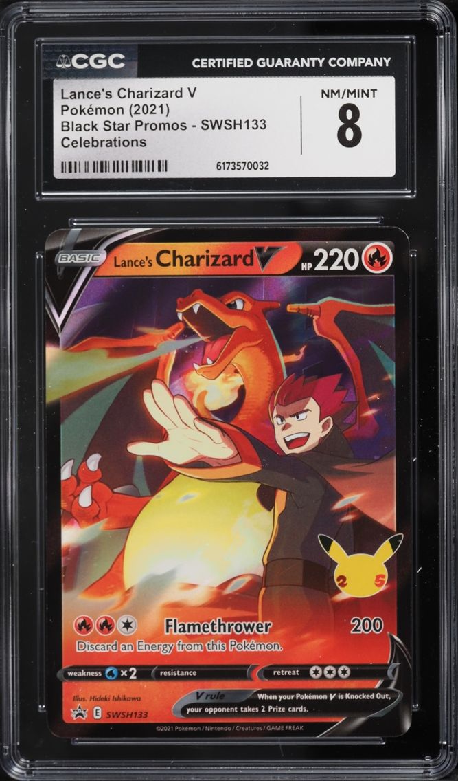 2021 Pokemon Sword & Shield Promo Celebrations Holo Lance's Charizard V #SWSH133 CGC 8 NM-MT