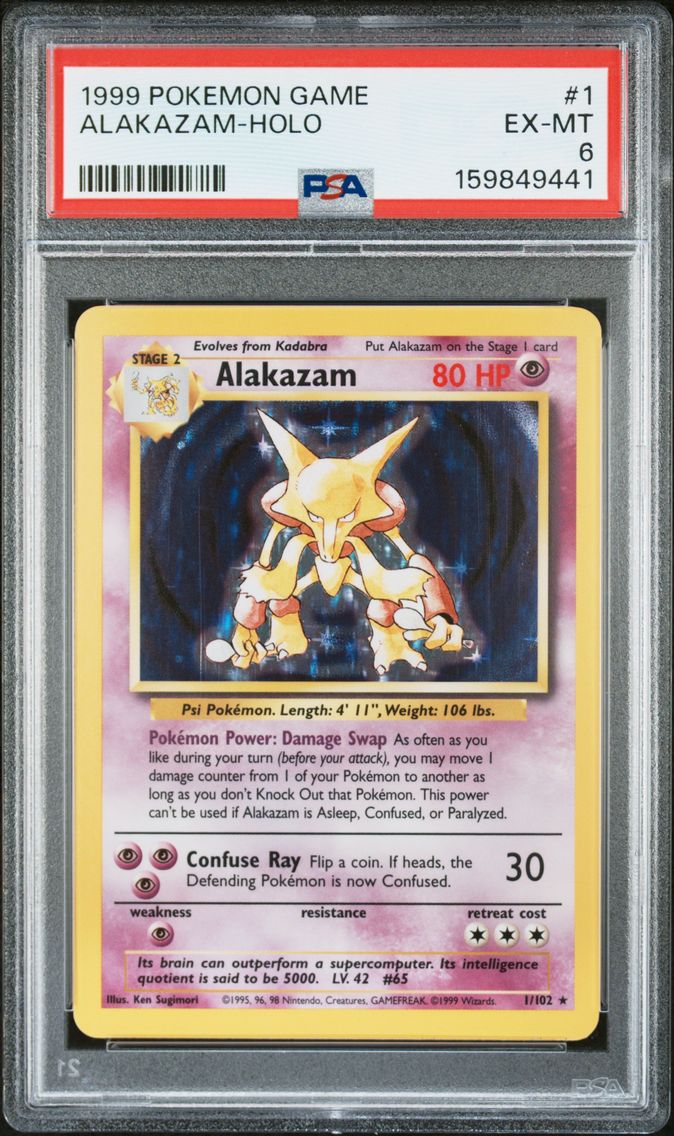 1999 #1 Alakazam-Holo PSA 6 Game