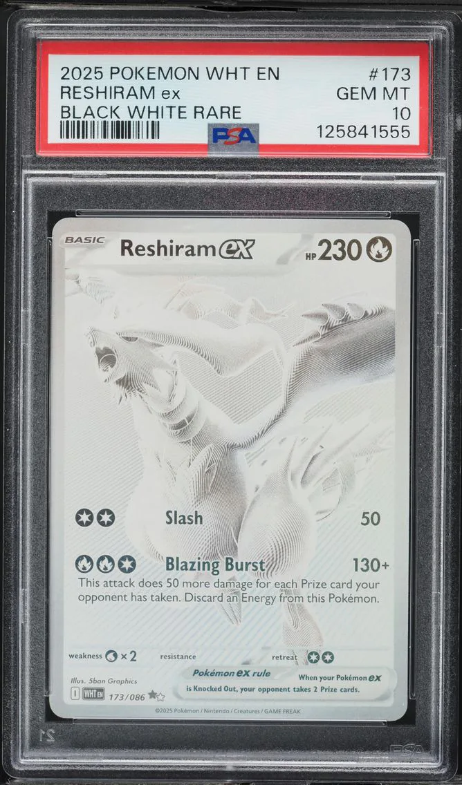2025 #173 Reshiram EX PSA 10 Wht EN-White Flare Pokemon