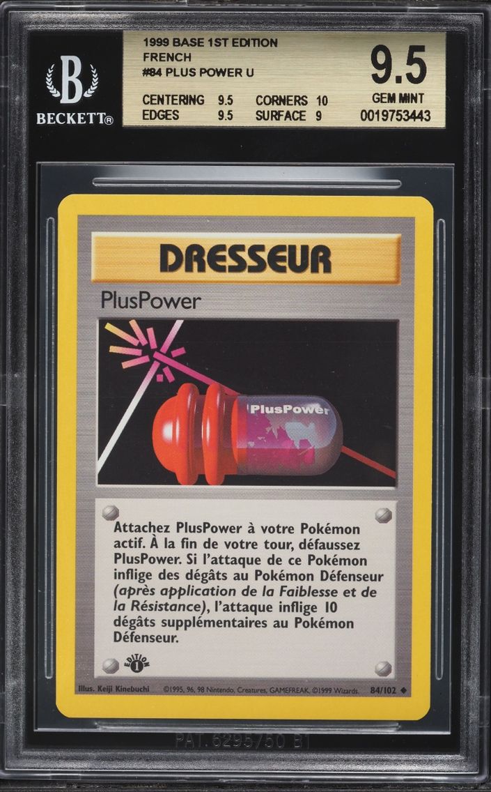 1999 Pokemon French Base 1st Edition Pluspower #84 BGS 9.5 GEM MINT