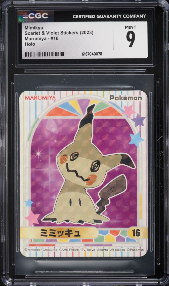 2023 Pokemon Japanese Scarlet & Violet Stickers Marumiya Holo Mimikyu #16 CGC 9 MINT