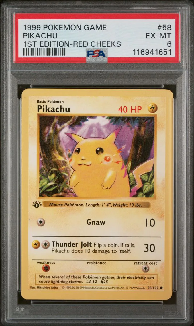 1999 #58 Pikachu PSA 6 Game Pokemon