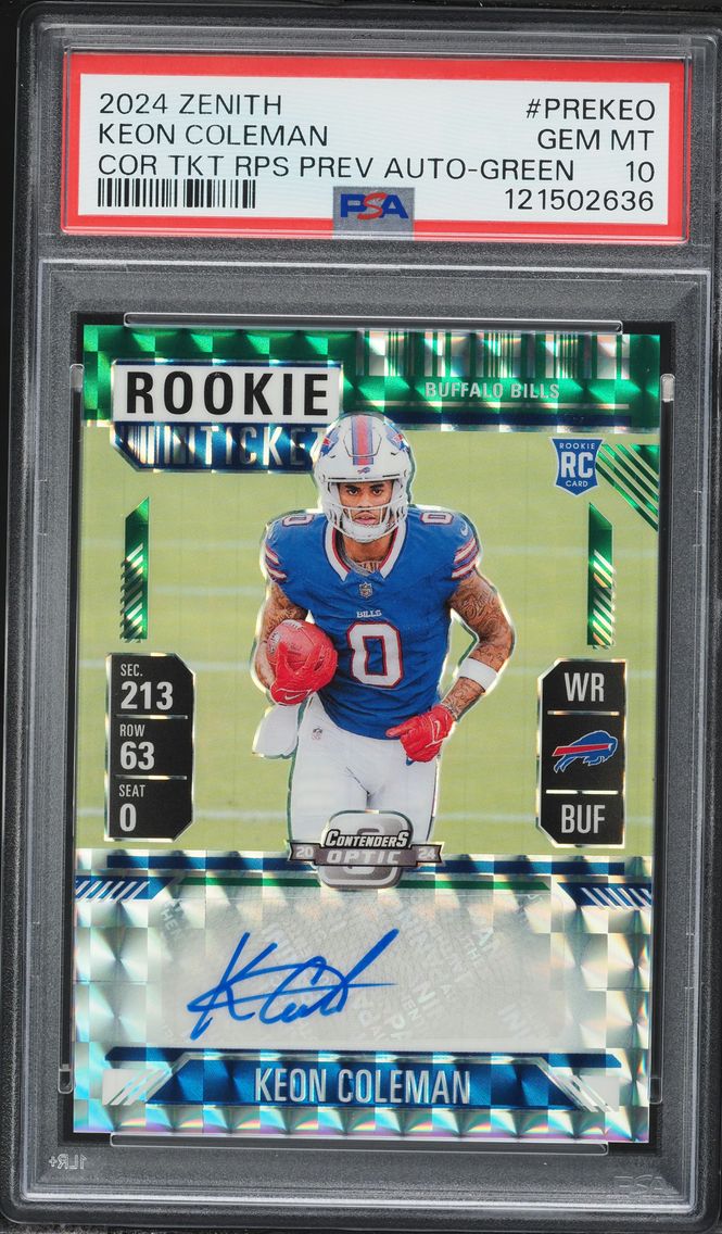 2024 #PREKEO Keon Coleman PSA 10 Panini Zenith Contenders Optic Rookie Ticket Rps Preview Autographs Football