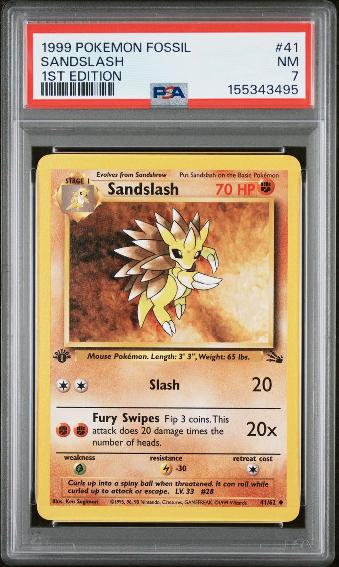 1999 #41 Sandslash 1st Edition PSA 7 Fossil