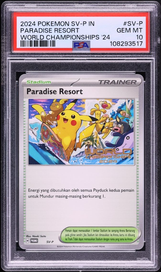 2024 Pokemon Indonesian Scarlet & Violet Promo World Championships '24 Paradise Resort PSA 10