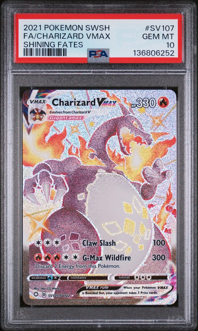 2021 #SV107 Full Art/Charizard Vmax PSA 10 Sword & Shield Shining Fates