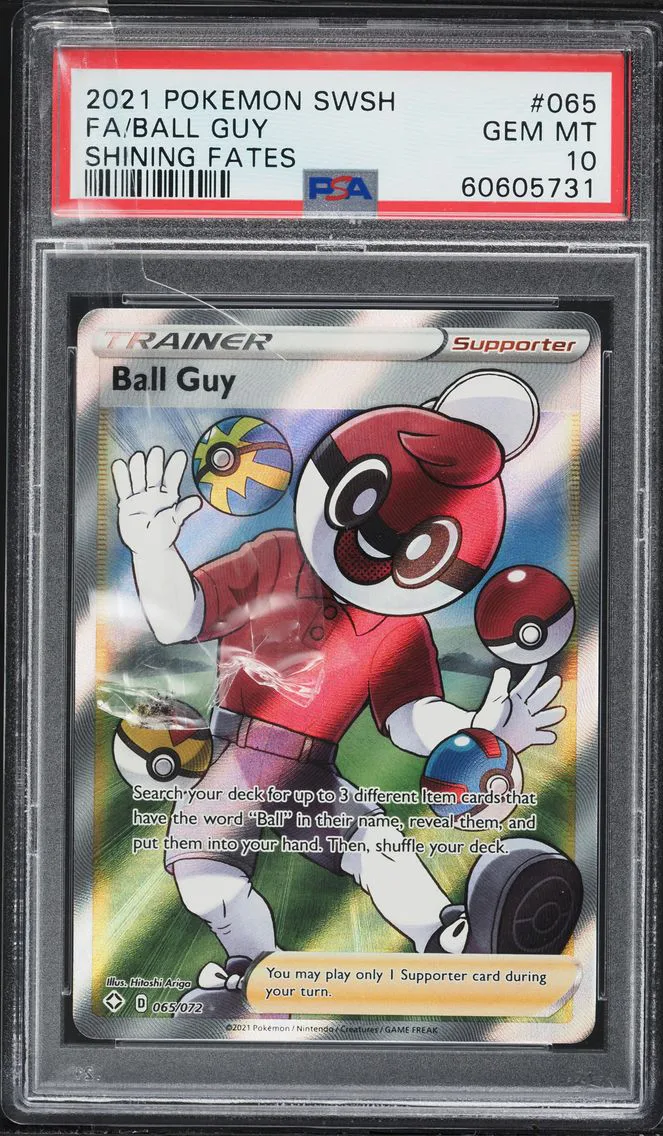 2021 #065 Full Art/Ball Guy PSA 10 Sword & Shield Shining Fates Pokemon