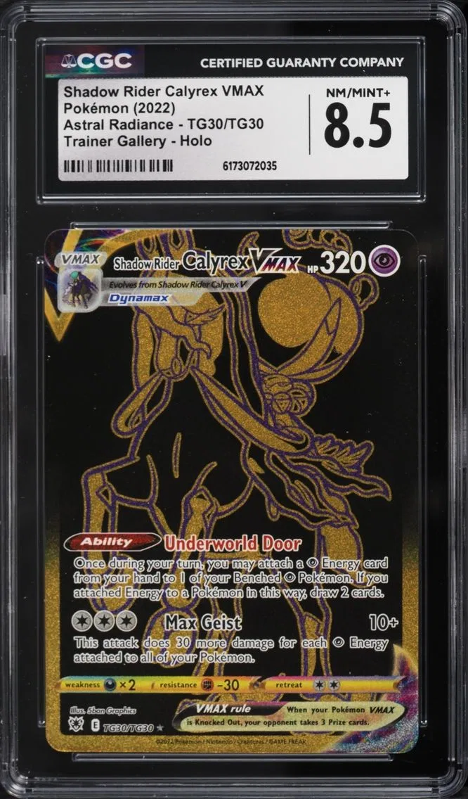 2022 Pokemon Sword & Shield Astral Radiance Full Art Shadow Rider Calyrex VMAX #TG30 CGC 8.5