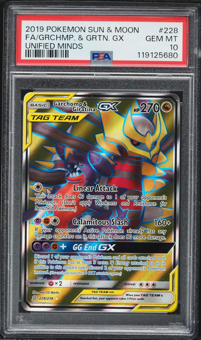 2019 #228 Full Art/Garchomp & Giratina GX PSA 10 Sun & Moon Unified Minds Pokemon