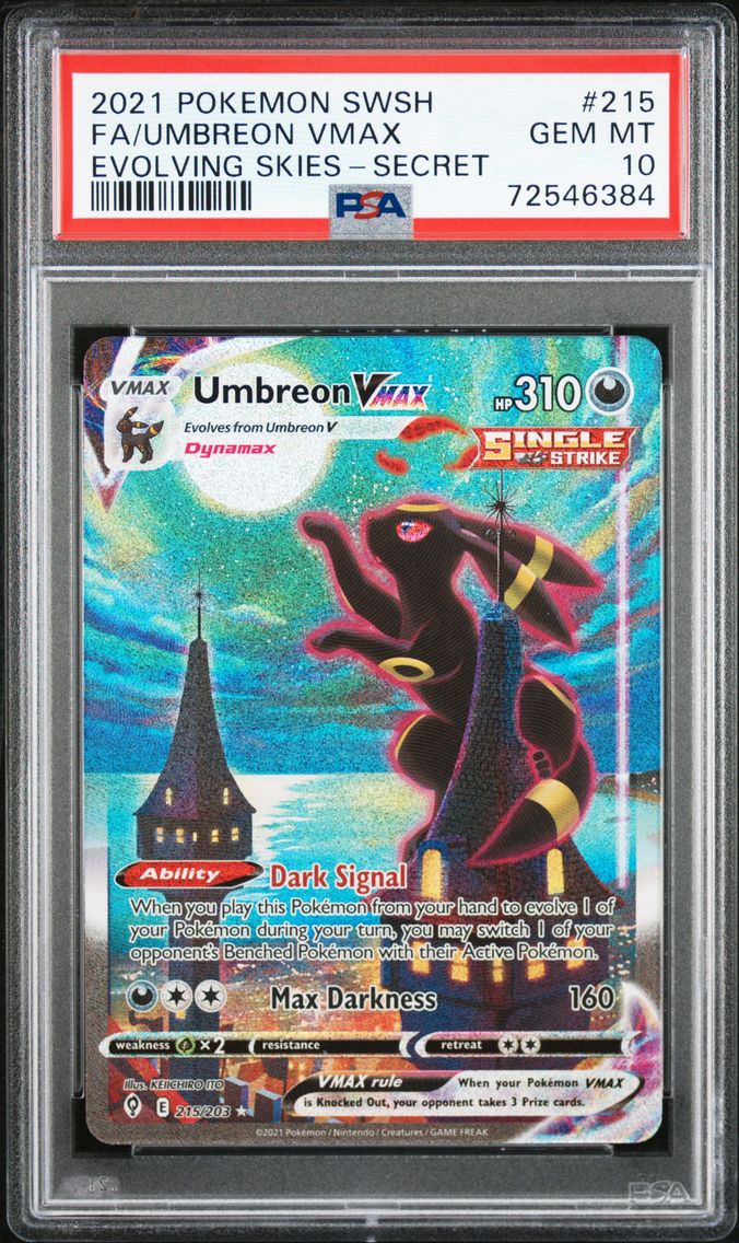 2021 #215 Full Art/Umbreon Vmax PSA 10 Sword & Shield Evolving Skies