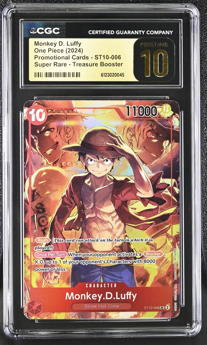 2024 #ST10-006 Monkey D. Luffy SR Treasure Booster CGC 10 Pristine Promotional Cards - English