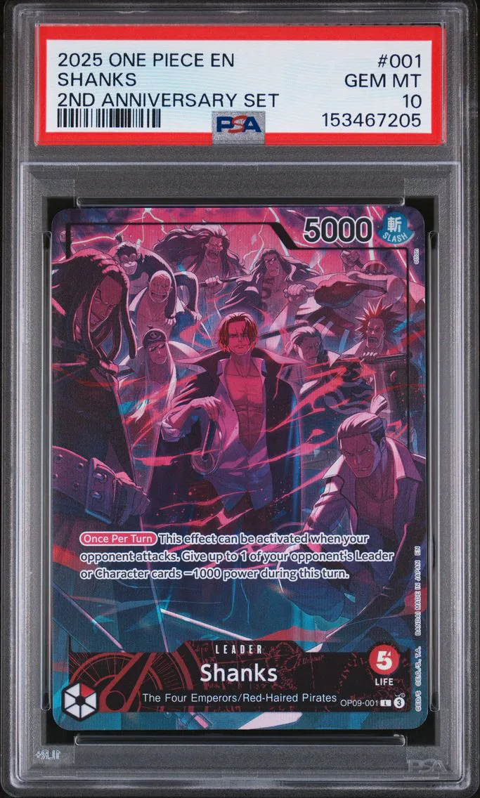 2025 #001 Shanks PSA 10 One Piece English Version 2nd Anniversary Set