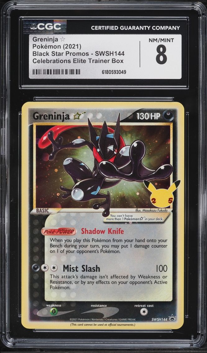2021 Pokemon Sword & Shield Promo Celebrations ETB Holo Greninja Gold Star #SWSH144 CGC 8 NM-MT