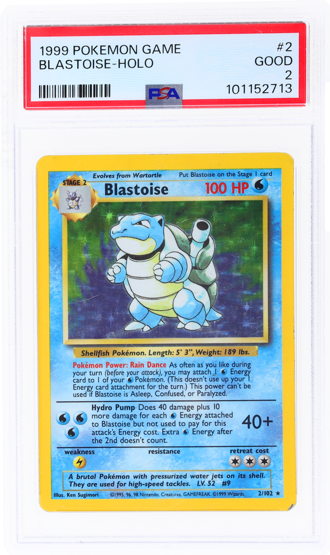 1999 #2 BASE SET HOLO BLASTOISE PSA 2 POKEMON