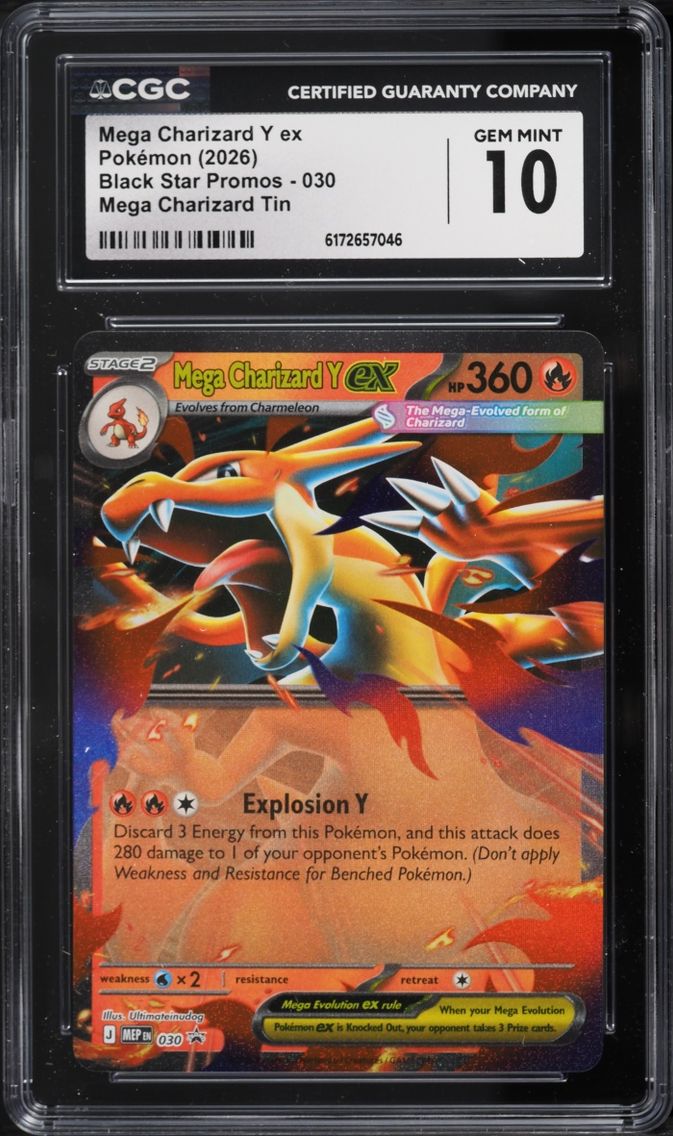 2026 Pokemon Mega Evolution Black Star Promo Tin Mega Charizard Y Ex #30 CGC 10 GEM MINT