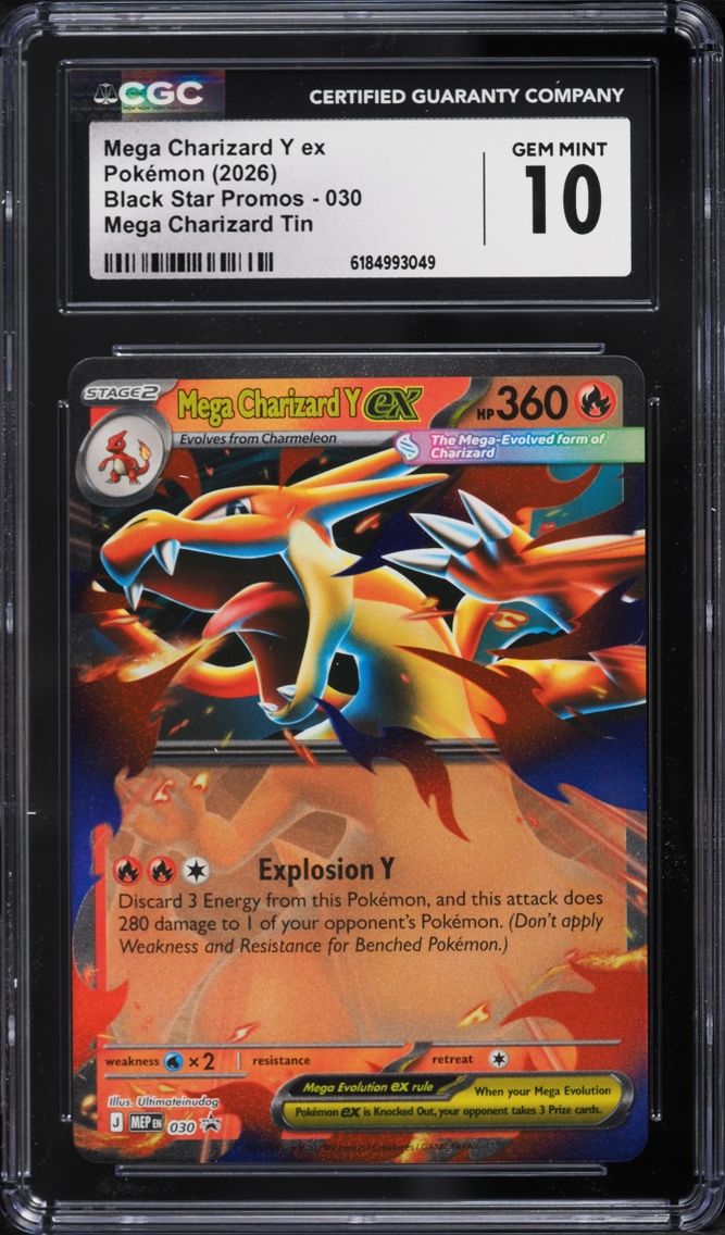 2026 #30 Mega Charizard Y ex CGC 10 Pokemon Mega Evolution Black Star Promo Tin