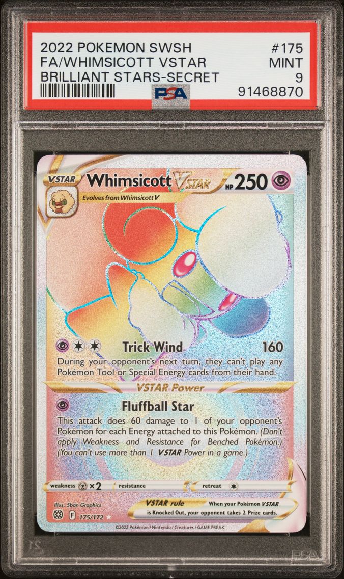 2022 #175 Full Art/Whimsicott Vstar PSA 9 Sword & Shield Brilliant Stars