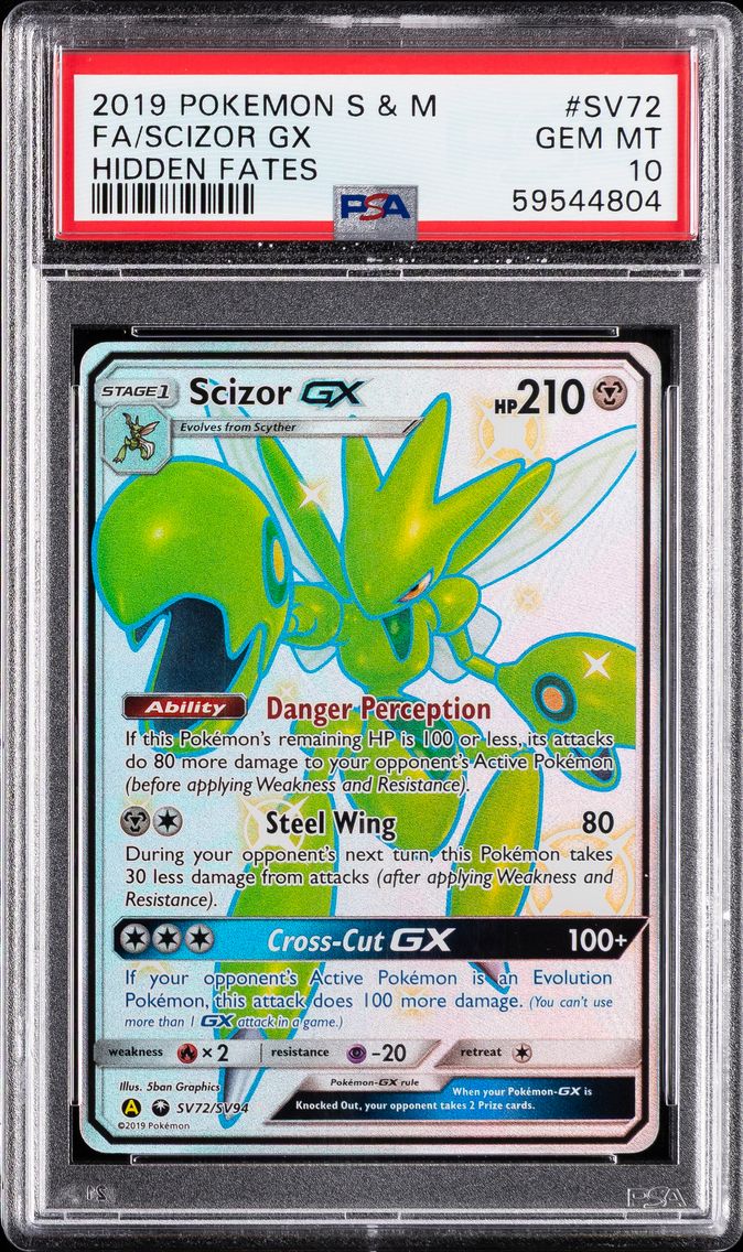 2019 #SV72 Full Art/Scizor GX PSA 10 Sun & Moon Hidden Fates Pokemon
