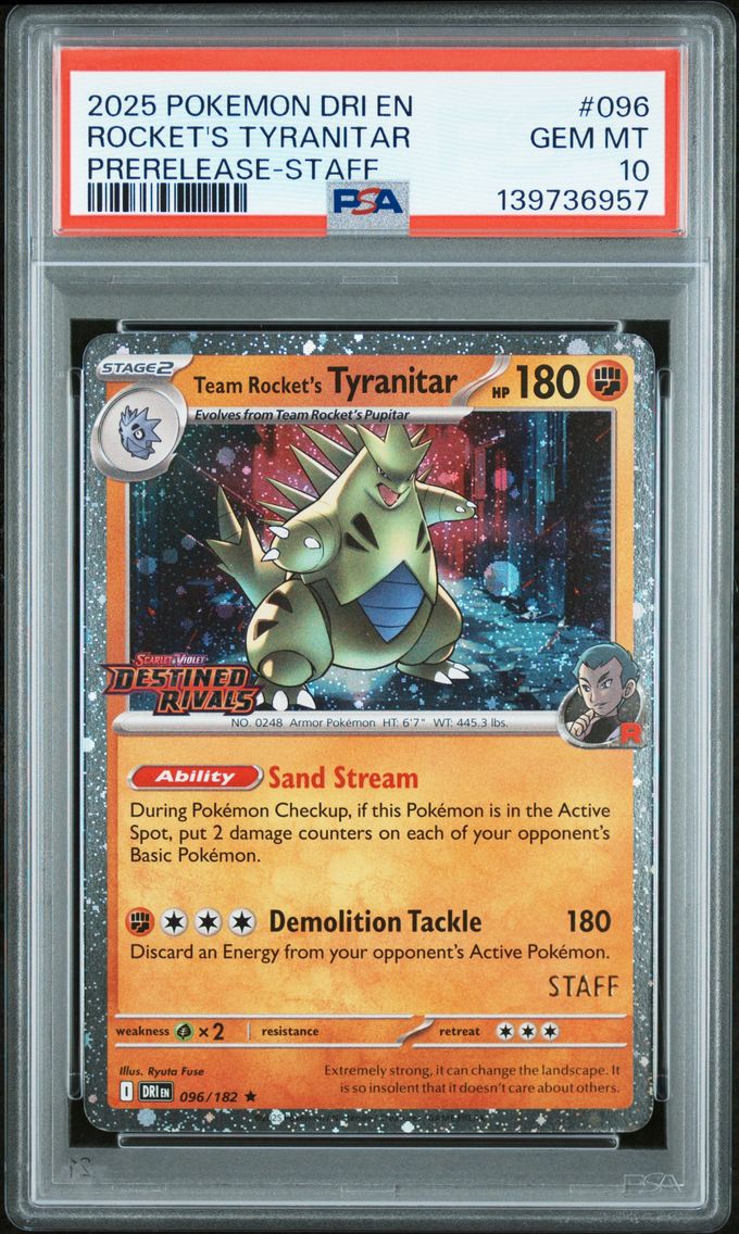 2025 #096 Team Rocket's Tyranitar PSA 10 Dri EN-Destined Rivals