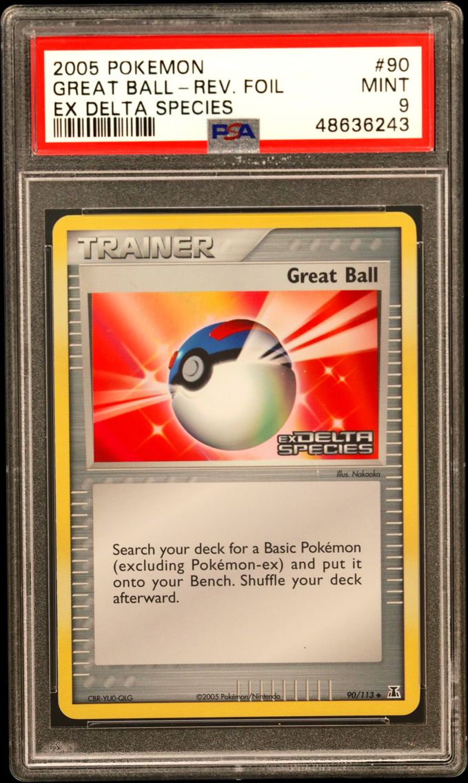 2005 #90 Great Ball-Reverse Foil PSA 9 Base Pokemon EX Delta Species Pokemon