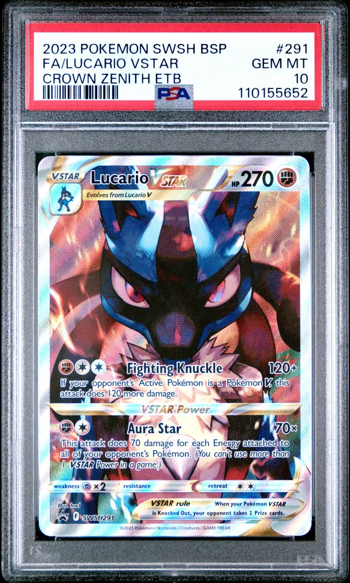 2023 #291 Full Art/Lucario Vstar PSA 10 Swsh Black Star Promo Pokemon