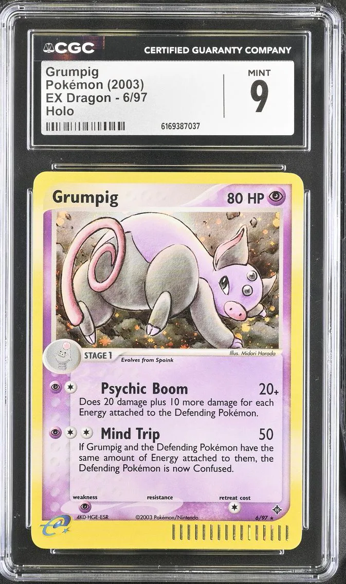2003 #6 Grumpig CGC 9 EX Dragon (2003 Copyright, w/ "e" Symbol) - English
