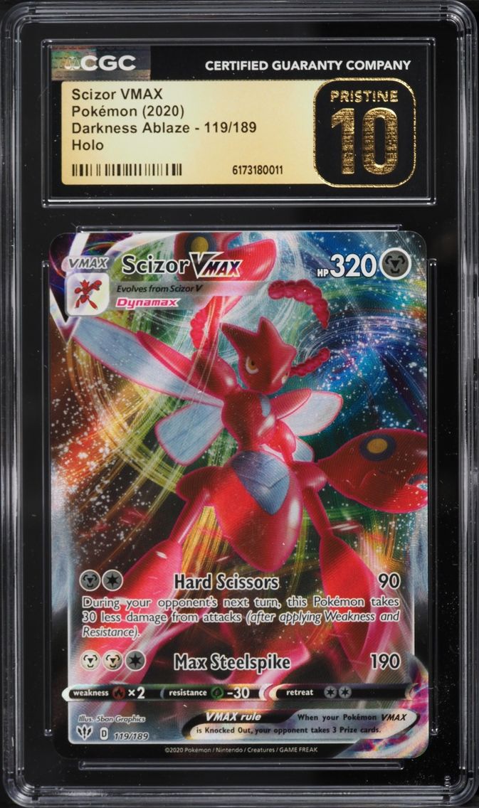 2020 Pokemon Sword & Shield Darkness Ablaze Alt Art Scizor VMAX #119 CGC 10 PRISTINE