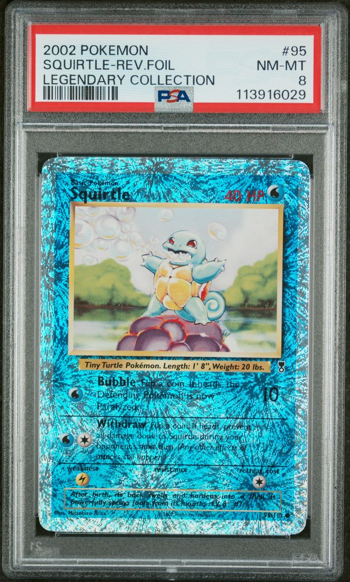 2002 #95 Squirtle-Reverse Foil PSA 8 Legendary Collection