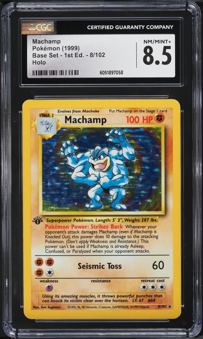1999 #8 Machamp-Holo 1st Edition CGC 8.5 Game Pokemon