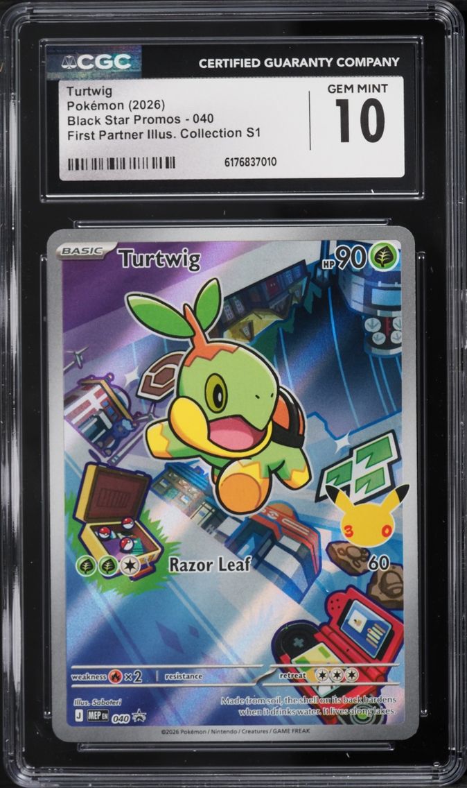 2026 Pokemon Mega Evolution Promo First Partner Illustration S1 Full Art Turtwig #40 CGC 10 GEM