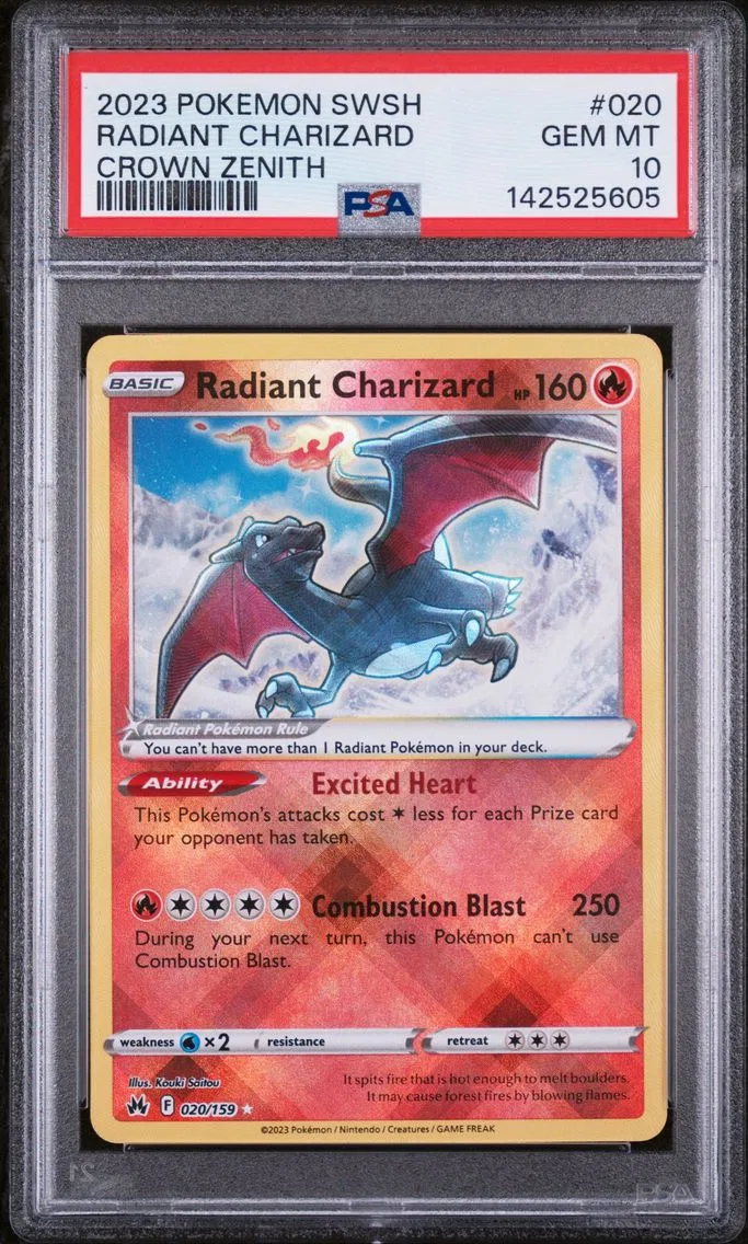 2023 #020 Radiant Charizard PSA 10 Sword and Shield Crown Zenith
